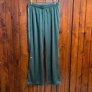 Under Armour semi fitted pants. Gray in color with white stripe.